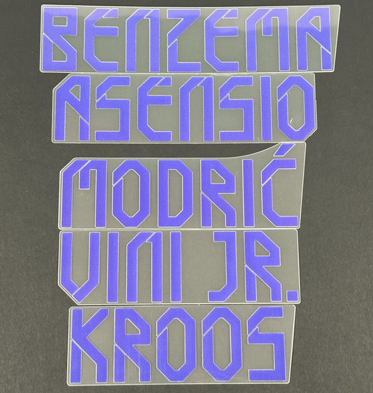 2021 2022 OFFICIAL AVERY DENNISON REAL MADRID HOME PLAYER SIZE NAME BLOCKS