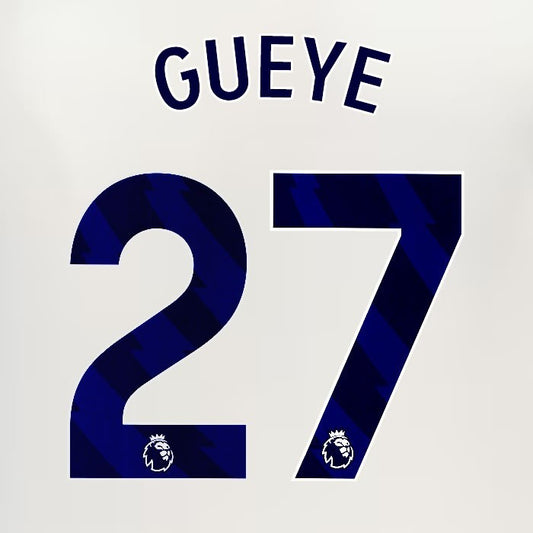 2024 2025 EVERTON GUEYE 27 OFFICIAL WHITE HOME PLAYER SIZE NAMESET