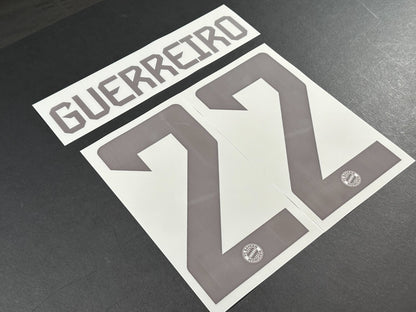 2024 2025 OFFICIAL BAYERN GUERREIRO 22 HOME DARK RED PLAYER SIZE NAMESET