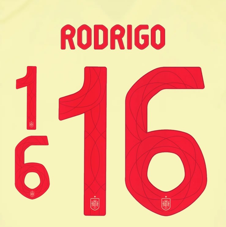 2024 2025 OFFICIAL SPAIN RODRIGO 16 AWAY PLAYER SIZE NAMESET