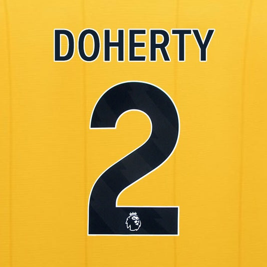 2023 2024 WOLVES HOME BLACK DOHERTY 2 OFFICIAL PLAYER SIZE NAMESET
