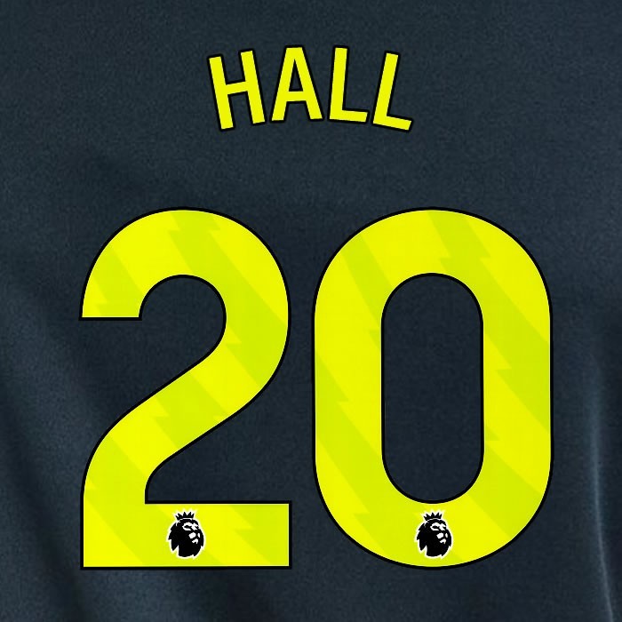 2023 2024 NEWCASTLE HALL 20 OFFICIAL YELLOW 3rd PLAYER SIZE NAME SET