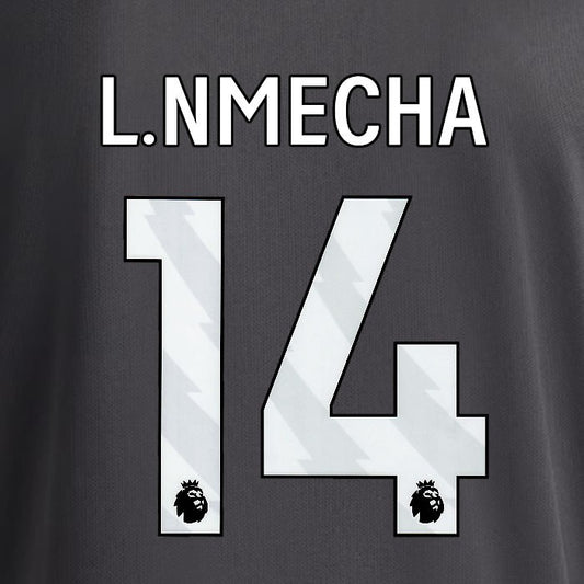 2025 2026 OFFICIAL LEEDS UNITED L.NMECHA 14 WHITE 3RD PLAYER SIZE NAMESET