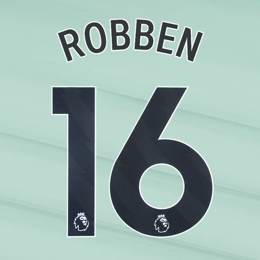 2023 2024 OFFICIAL CHELSEA ROBBEN 16 BLACK 3RD PLAYER SIZE NAMESET