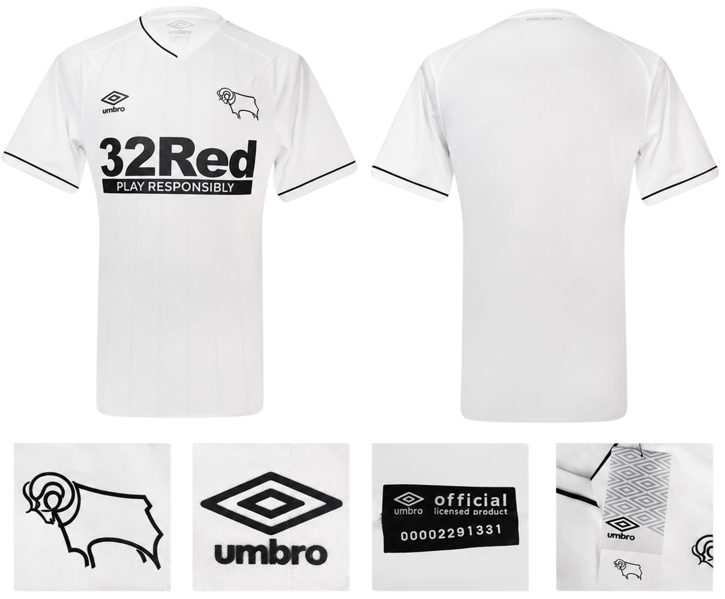 BNWT 2020 2021 DERBY HOME UMBRO FOOTBALL SHIRT PERSONALISED MEN'S