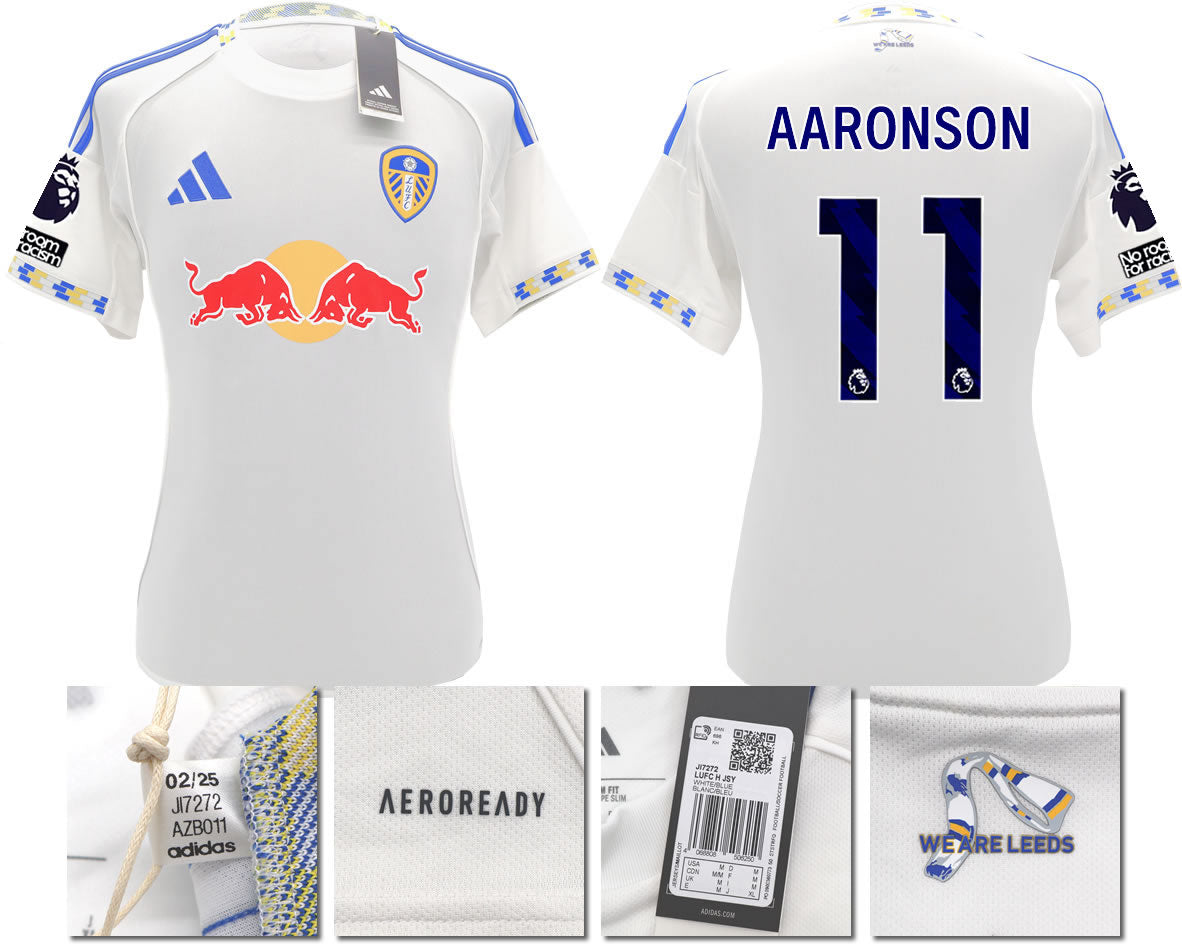 BNWT 2025/2026 Leeds United FC adidas AARONSON 11 Home Shirt – Official Player Options Available