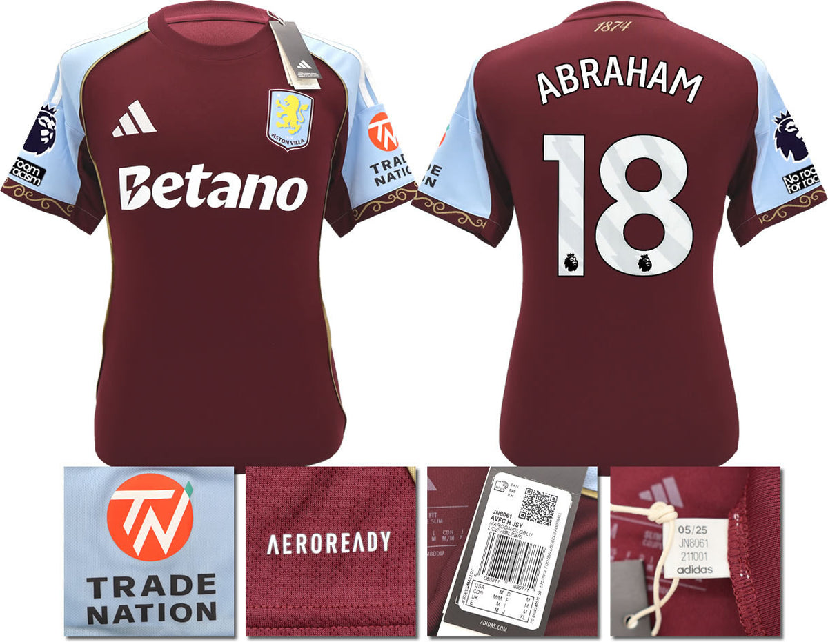 BNWT 2025/26 ASTON VILLA FC HOME SHIRT ABRAHAM 18