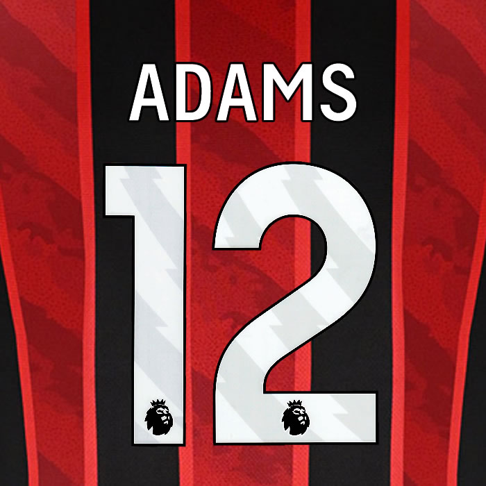 2025 2026 BOURNEMOUTH ADAMS 12 WHITE HOME PLAYER SIZE NAME SET