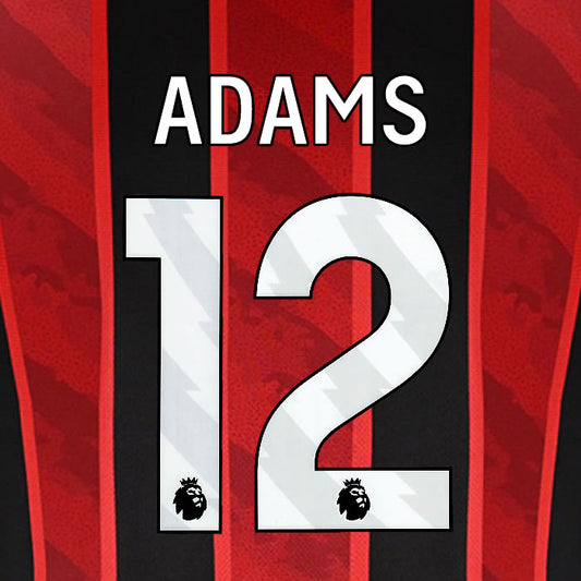 2025 2026 BOURNEMOUTH ADAMS 12 WHITE HOME PLAYER SIZE NAME SET