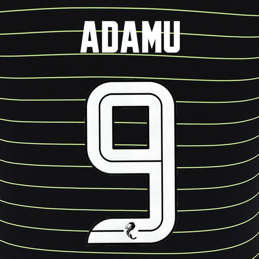 2025 2026 Celtic ADAMU 9 WHITE AWAY OFFICIAL PLAYER SIZE NAMESET