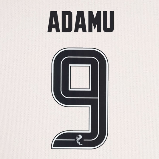 2025 2026 Celtic ADAMU 9 WHITE 3RD OFFICIAL PLAYER SIZE NAMESET