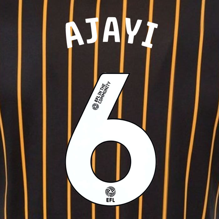 2025 2026 Hull City AJAYI 6 WHITE AWAY OFFICIAL PLAYER SIZE NAMESET