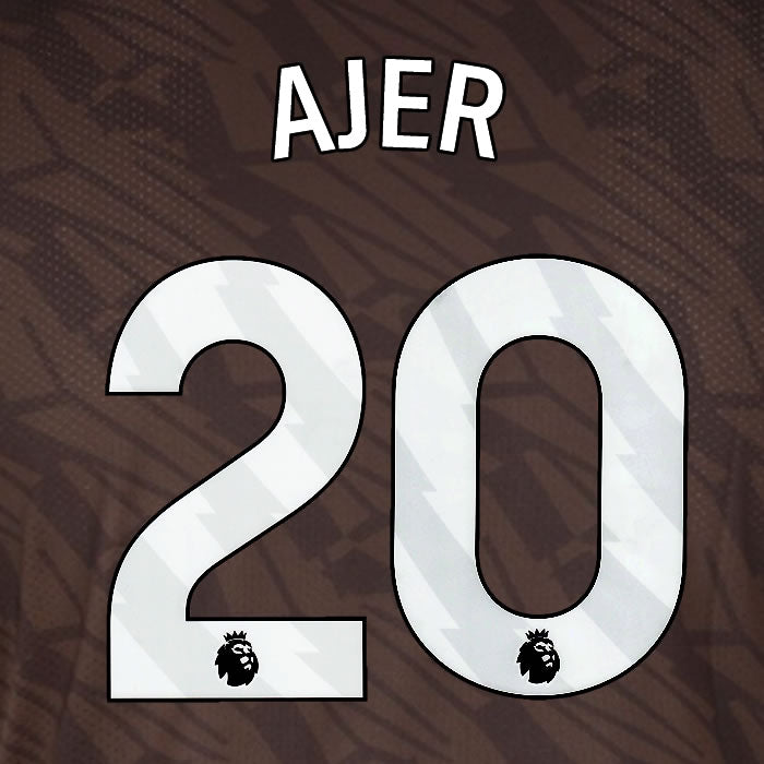 2025 2026 BRENTFORD AJER 20 WHITE AWAY PLAYER SIZE NAME SET