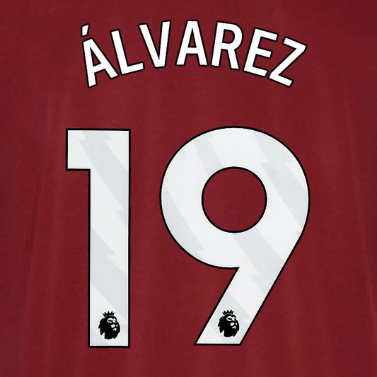 2023 2024 OFFICIAL WEST HAM ÁLVAREZ 19 HOME PLAYER SIZE NAME SET