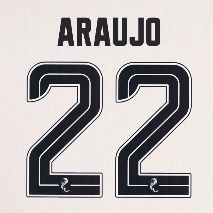 2025 2026 Celtic ARAUJO 22 WHITE 3RD OFFICIAL PLAYER SIZE NAMESET