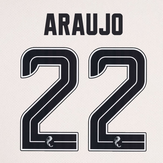 2025 2026 Celtic ARAUJO 22 WHITE 3RD OFFICIAL PLAYER SIZE NAMESET