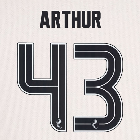 2025 2026 Celtic ARTHUR 43 WHITE 3RD OFFICIAL PLAYER SIZE NAMESET