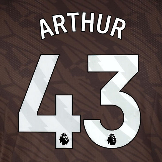 2025 2026 BRENTFORD ARTHUR 43 WHITE AWAY PLAYER SIZE NAME SET