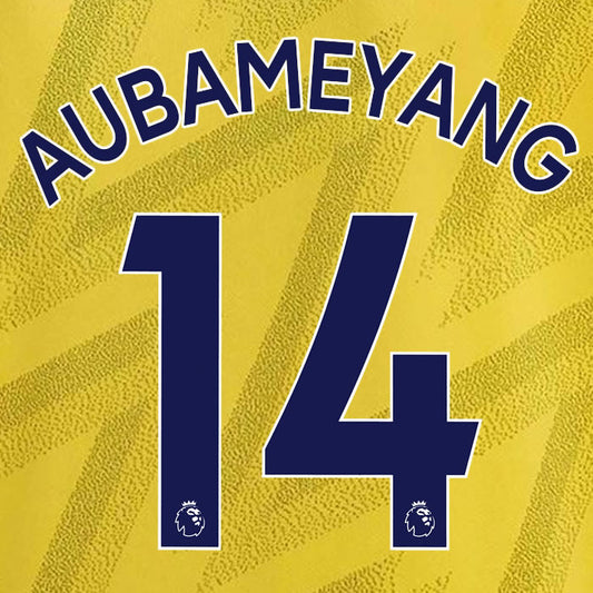 2019 2020 ARSENAL AUBAMEYANG 14 WHITE AWAY OFFICIAL PLAYER SIZE NAME SET