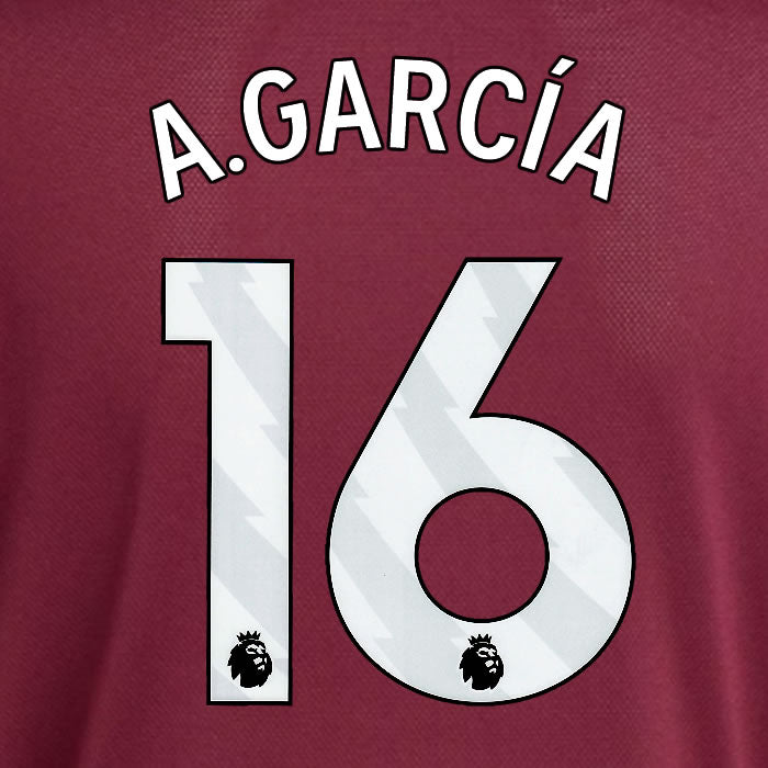 2025 2026 ASTON VILLA A. GARCIA 16 OFFICIAL WHITE HOME PLAYER SIZE NAMESET