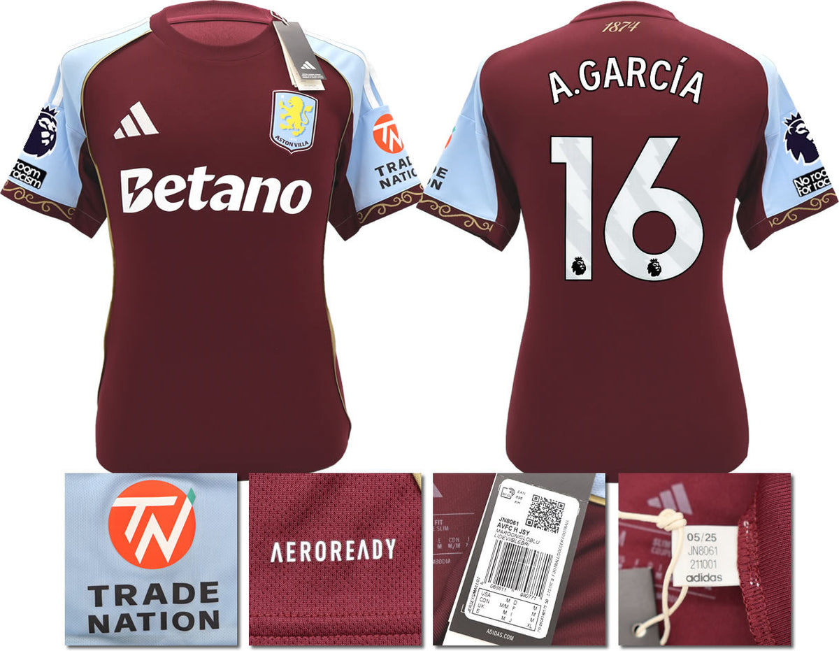 BNWT 2025/26 ASTON VILLA FC HOME SHIRT GARCÍA 16