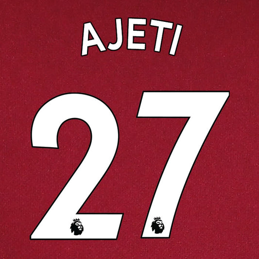2019 2020 WEST HAM AJETI 27 WHITE HOME OFFICIAL PLAYER SIZE NAME SET
