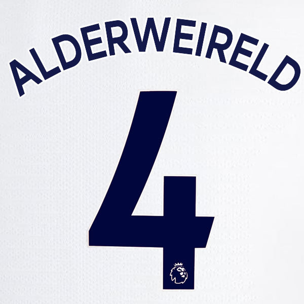 2019 2020 TOTTENHAM HOTSPUR ALDERWEIRELD 4 WHITE HOME OFFICIAL PLAYER SIZE NAME SET