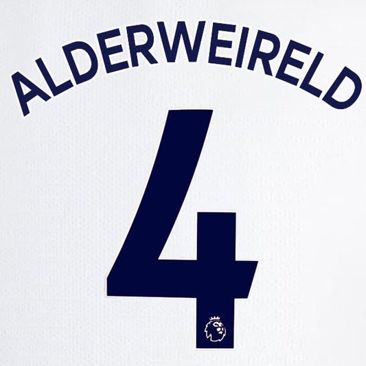 2019 2020 TOTTENHAM HOTSPUR ALDERWEIRELD 4 WHITE HOME OFFICIAL PLAYER SIZE NAME SET