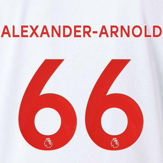 2019 2020 LIVERPOOL ALEXANDER-ARNOLD 66 WHITE 3RD OFFICIAL PLAYER SIZE NAME SET