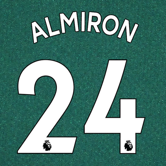 2019 2020 NEWCASTLE UNITED ALMIRÓN 24 WHITE AWAY OFFICIAL PLAYER SIZE NAME SET