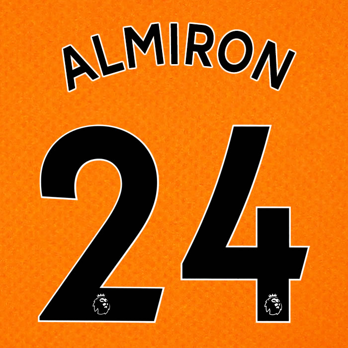2019 2020 NEWCASTLE UNITED ALMIRÓN 24 WHITE 3RD OFFICIAL PLAYER SIZE NAME SET