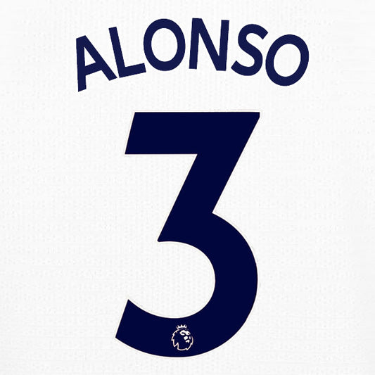 2019 2020 CHELSEA ALONSO M. 3 WHITE AWAY OFFICIAL PLAYER SIZE NAME SET