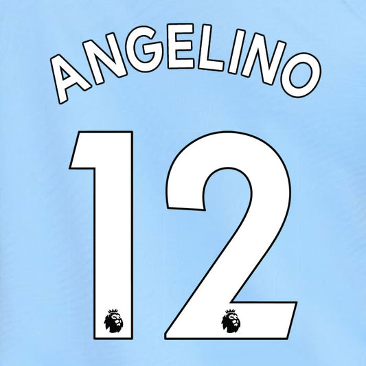 2019 2020 MANCHESTER CITY ANGELINO 12 WHITE HOME OFFICIAL PLAYER SIZE NAME SET