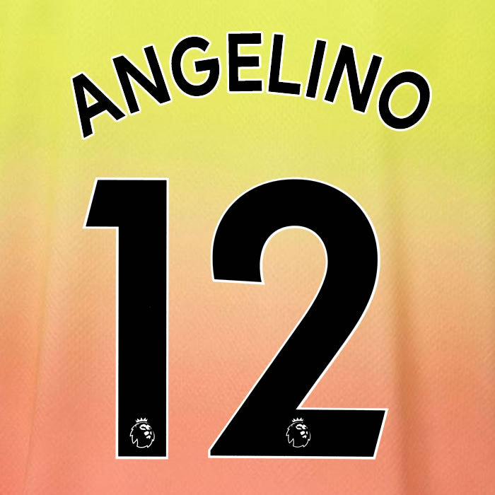 2019 2020 MANCHESTER CITY ANGELINO 12 WHITE 3RD OFFICIAL PLAYER SIZE NAME SET
