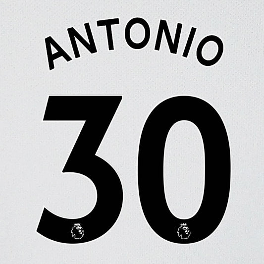 2019 2020 WEST HAM ANTONIO 30 WHITE AWAY OFFICIAL PLAYER SIZE NAME SET