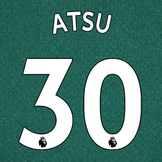 2019 2020 NEWCASTLE UNITED ATSU 30 WHITE AWAY OFFICIAL PLAYER SIZE NAME SET