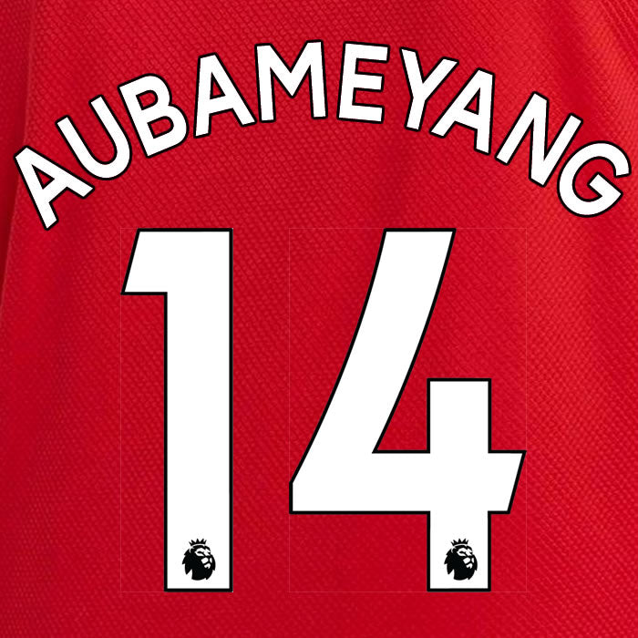 2019 2020 ARSENAL AUBAMEYANG 14 WHITE HOME OFFICIAL PLAYER SIZE NAME SET