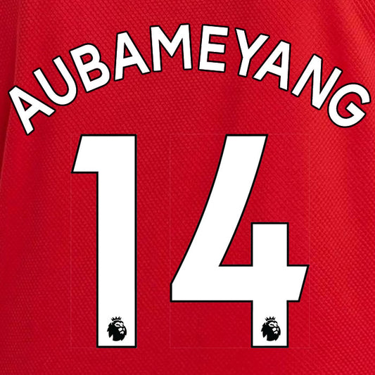 2019 2020 ARSENAL AUBAMEYANG 14 WHITE HOME OFFICIAL PLAYER SIZE NAME SET