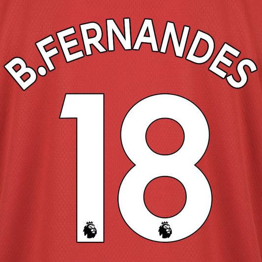 2019 2020 MANCHESTER UNITED B. FERNANDES 18 WHITE HOME OFFICIAL PLAYER SIZE NAME SET