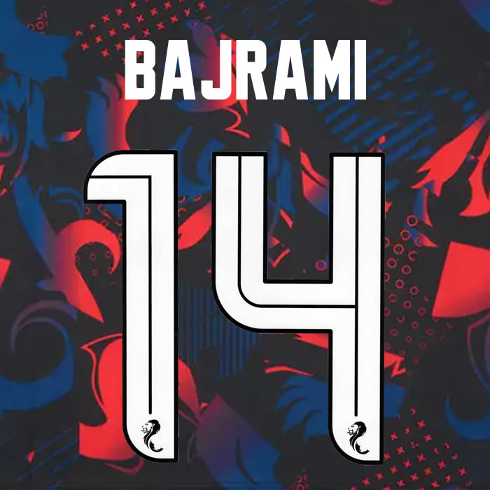 2024 2025 Rangers BAJRAMI 14 WHITE 3RD OFFICIAL PLAYER SIZE NAMESET