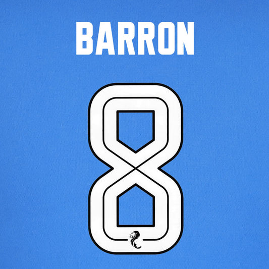2025 2026 Rangers BARRON 8 WHITE HOME OFFICIAL PLAYER SIZE NAMESET
