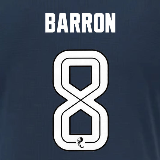 2025 2026 Rangers BARRON 8 WHITE 3RD OFFICIAL PLAYER SIZE NAMESET