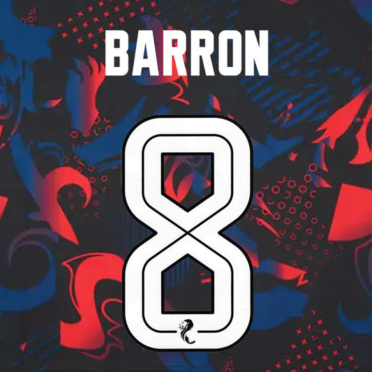 2024 2025 Rangers BARRON 8 WHITE 3RD OFFICIAL PLAYER SIZE NAMESET