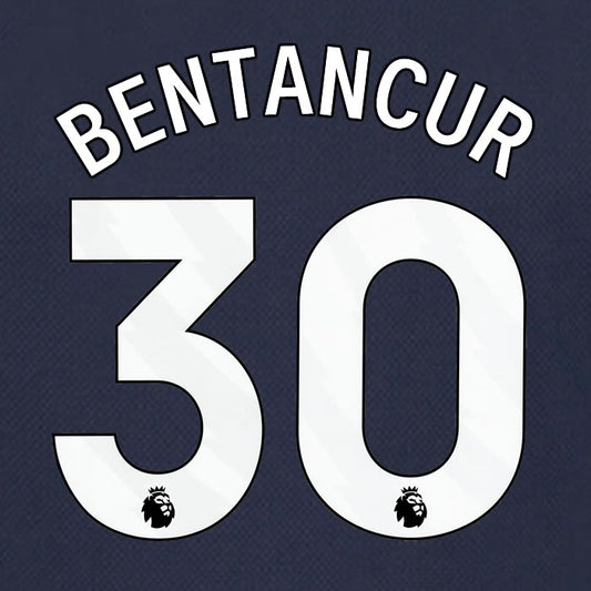 2023 2024 OFFICIAL TOTTENHAM HOTSPUR BENTANCUR 30 AWAY PLAYER SIZE NAME SET