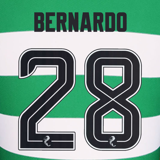 2024 2025 Celtic BERNARDO 28 WHITE HOME OFFICIAL PLAYER SIZE NAMESET