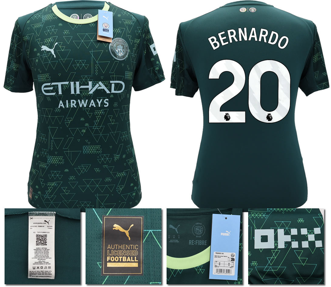 BNWT 2025 2026 MAN CITY PUMA 4TH BERNARDO 20 FOOTBALL SHIRT