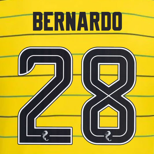 2024 2025 Celtic BERNARDO 28 WHITE AWAY OFFICIAL PLAYER SIZE NAMESET