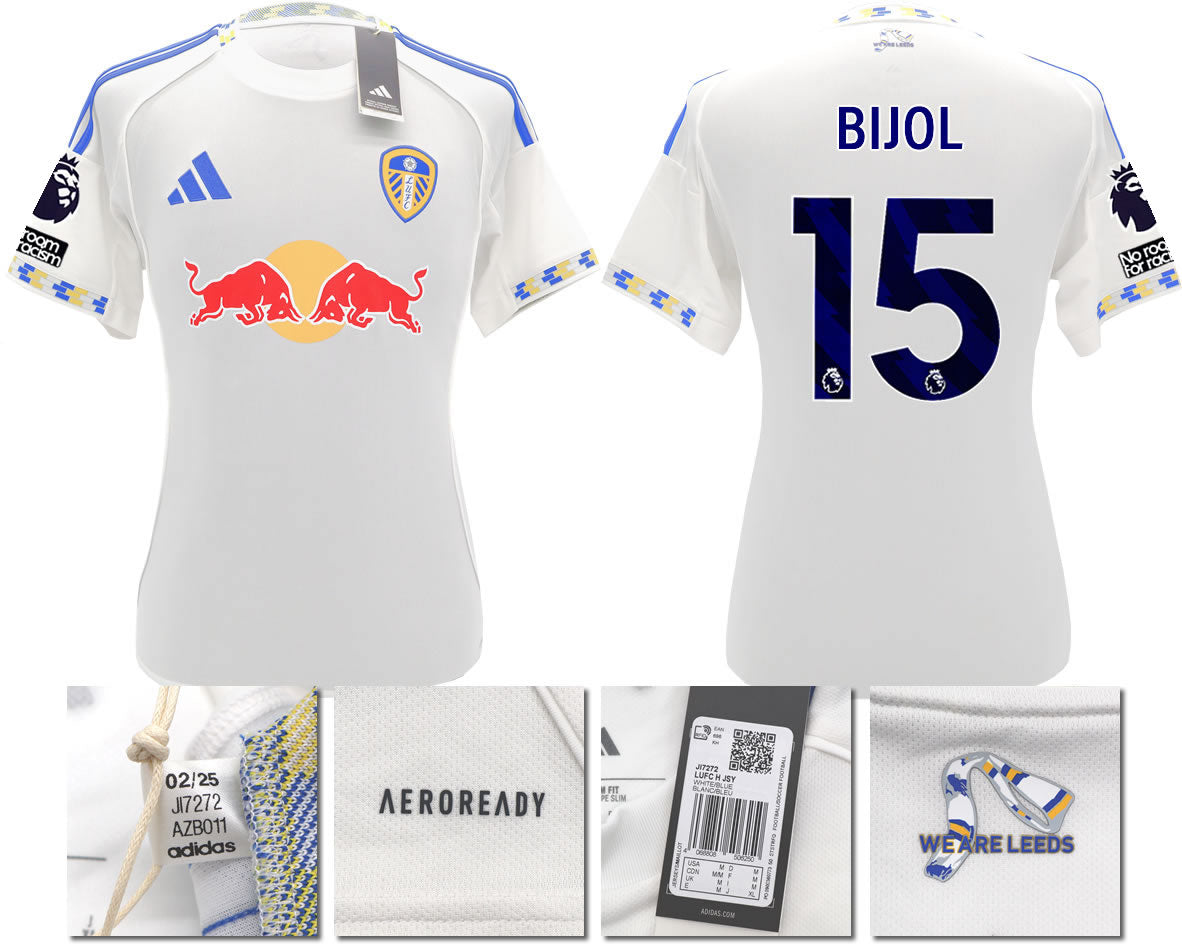 BNWT 2025/2026 Leeds United FC adidas BIJOL 15 Home Shirt