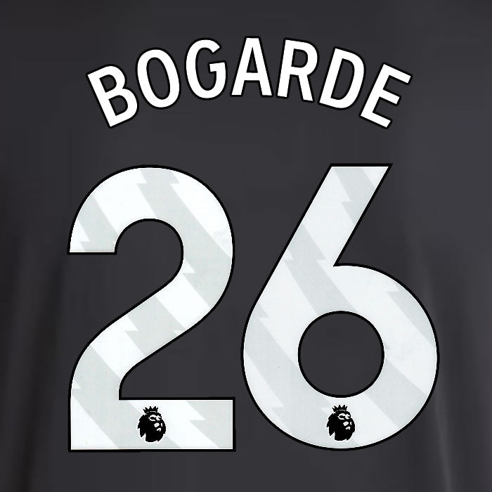 2025 2026 ASTON VILLA BOGARDE 26 OFFICIAL WHITE AWAY PLAYER SIZE NAMESET