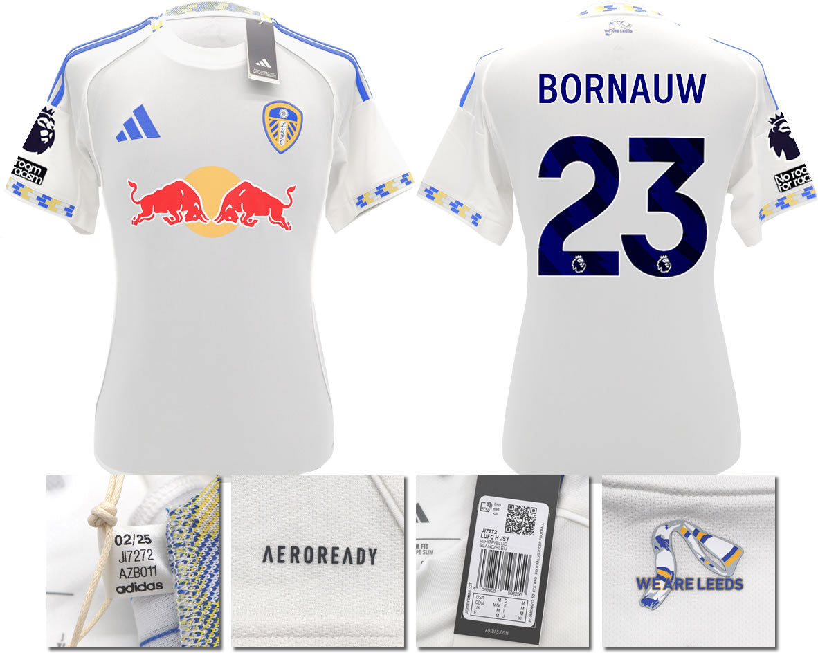 BNWT 2025/2026 Leeds United FC adidas BORNAUW 23 Home Shirt – Official Player Options Available
